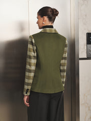 Blazer laine à carreaux bicolore