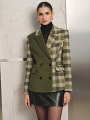 Blazer laine à carreaux bicolore