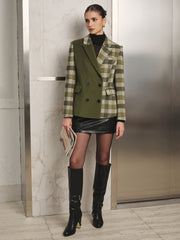 Blazer laine à carreaux bicolore