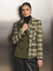 Blazer laine à carreaux bicolore