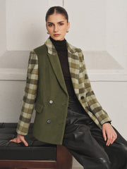 Blazer laine à carreaux bicolore