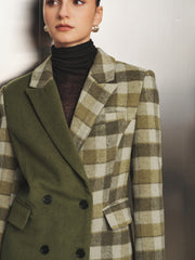 Blazer laine à carreaux bicolore