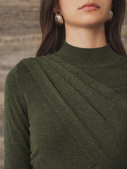 Top col montant drapé ceinturé slim
