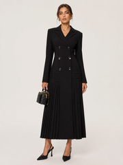 Manteau noir à ourlet plissé