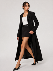 Manteau noir à ourlet plissé