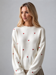 Pull oversize cœur brodé