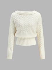 Pull maille torsadée col plié