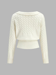 Pull maille torsadée col plié