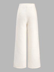 Pantalon tweed ivoire à boutons, pièce seule, vue de dos