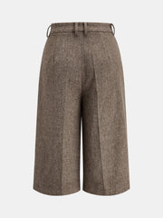Pantalon culotte chevron taupe à boutons, pièce seule, vue de dos
