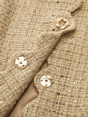 Blazer tweed beige à festons