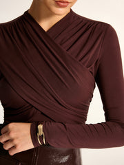 Blouse croisée drapée manches longues