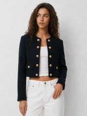 Veste tweed marine croisée