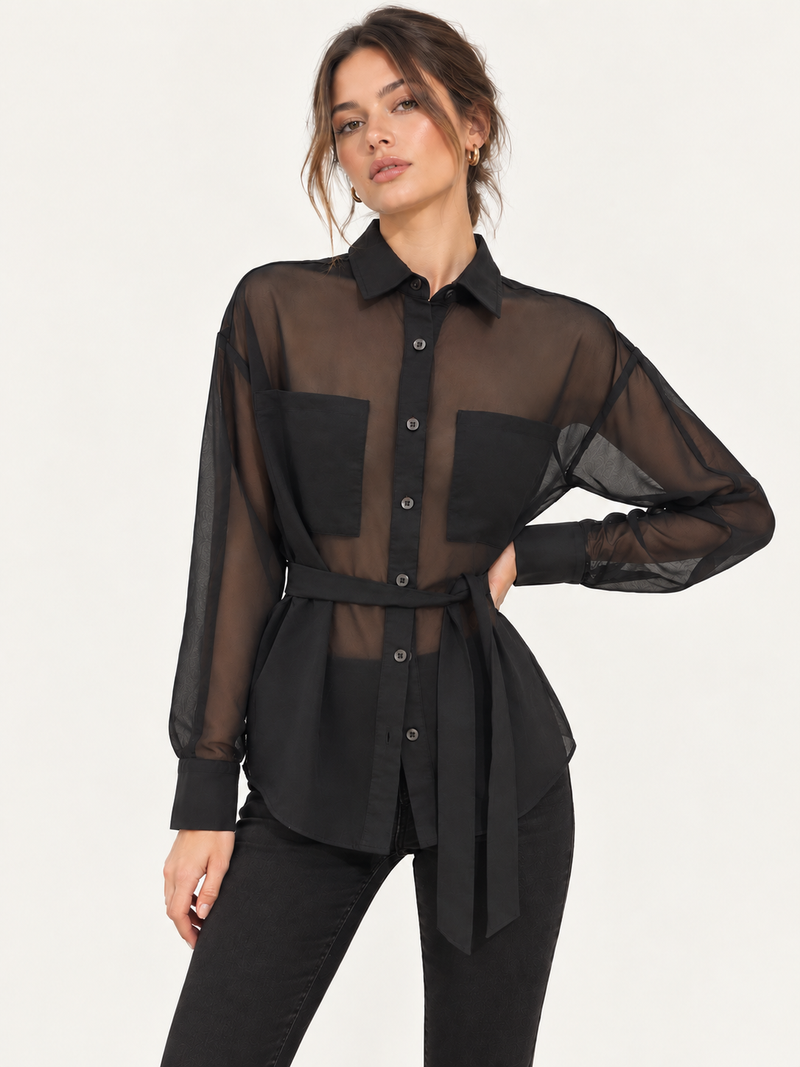 Chemise organza ceinturée