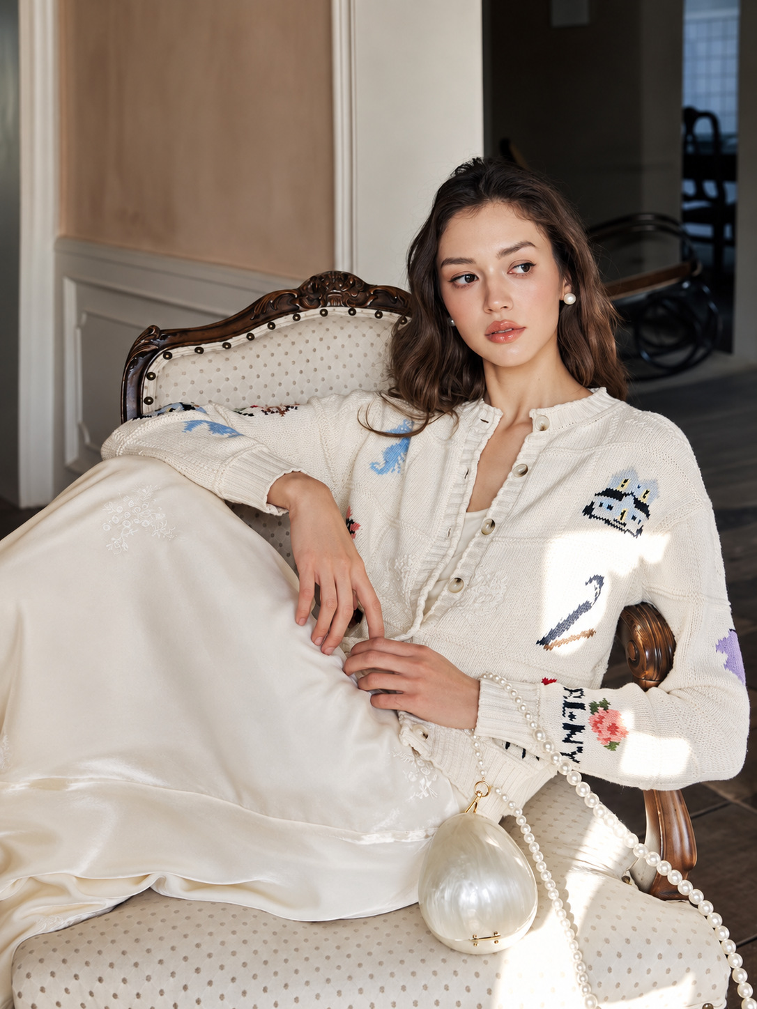 Cardigan motif jacquard