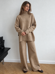 Ensemble pull col roulé tricot
