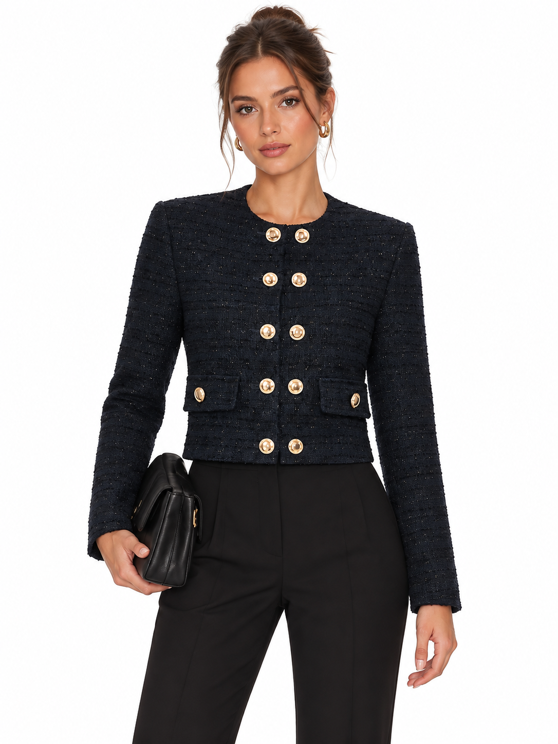 Veste tweed marine croisée