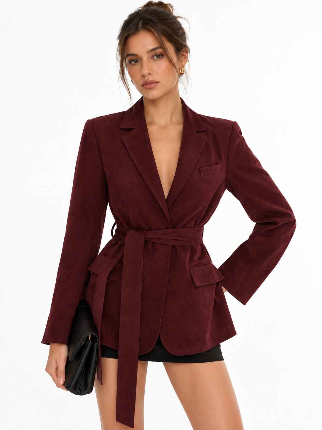 Blazer bordeaux à ceinture
