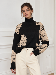 Top col roulé fleuri