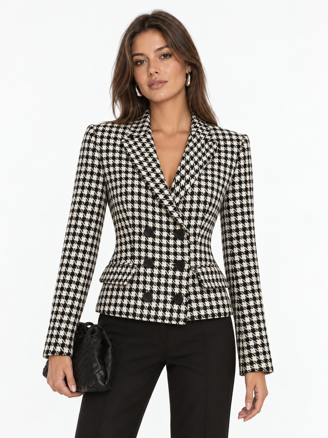 Blazer pied-de-poule croisé