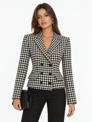 Blazer pied-de-poule croisé