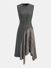 Robe midi asymétrique à carreaux