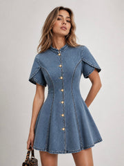 Robe mini denim tulipe cintrée