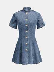 Robe mini denim tulipe cintrée