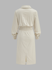Robe chemise midi taille froncée
