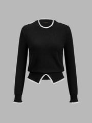 Pull bord festonné fendu
