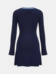 Robe mini tricot bord denim