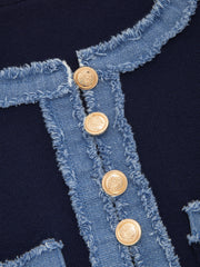 Robe mini tricot bord denim