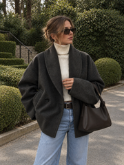 Manteau ample anthracite col châle