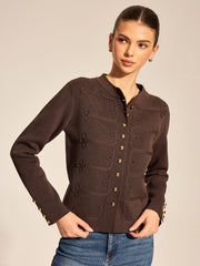 Cardigan tricot passementerie