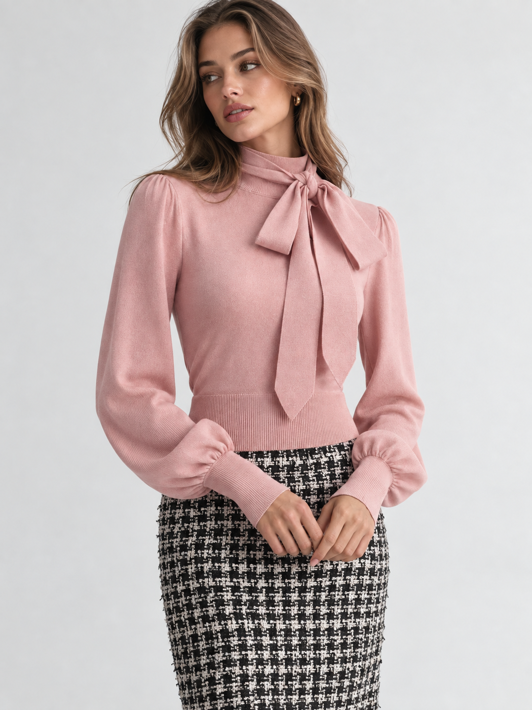 Pull col nœud laine