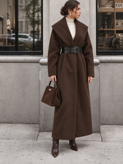 Manteau long à large col
