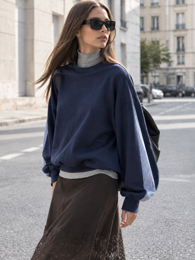 Sweat rayé épaules tombantes