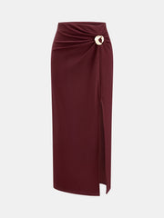 Ensemble top col V jupe midi fendue