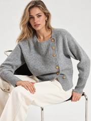 Cardigan asymétrique boutons métal