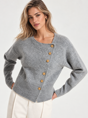 Cardigan asymétrique boutons métal