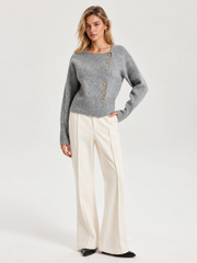 Cardigan asymétrique boutons métal