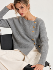 Cardigan asymétrique boutons métal