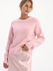 Pull col rond laine