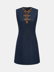 Robe mini cuir synthétique passepoil