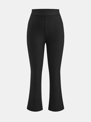 Pantalon flare court stretch noir, pièce seule, vue de face