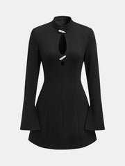 Robe col montant manches évasées mini