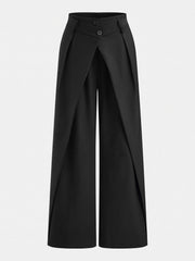 Pantalon croisé à jambes amples noir, pièce seule, vue de face