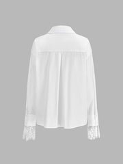 Chemise col V dentelle manches longues