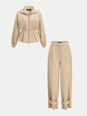 Ensemble veste peplum zippé pantalon