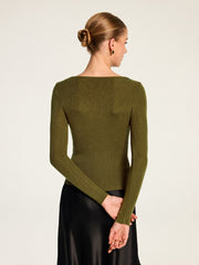 Top tricot col V dentelle fleurie